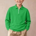 thumbnail image 2 of biudgviw Boys Girls Long Sleeve Shirts Kids Plain Quarter Zip Pullover Fall Winter Clothes Casual Lapel Tops for Golf Yoga(Green,9-10 Years), 2 of 7