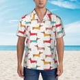 thumbnail image 2 of Fotbe Dachshund Dog Puppy Camisa Hawaiana para Hombre Unisex – Camisa Casual de Verano con Botones de Manga Corta de Algodón y Lino,Small, 2 of 7