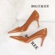 thumbnail image 3 of Zapatos de tacón alto estilo mujer moda simple lacado cuero boca baja puntiagudos sexys para discoteca, 3 of 5