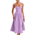 thumbnail image 2 of Lovzfmll Sundress for Women, V-Neck Sleeveless with Spaghetti Straps & Shirring, Relaxed Fit Maxi Dress Purple, M, 2 of 9