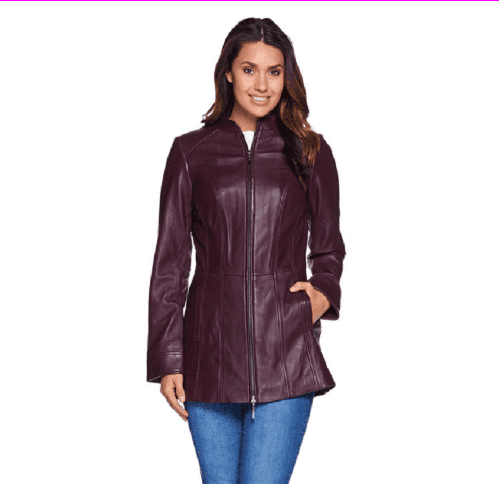 Lamb Leather Stand Collar Jacket 