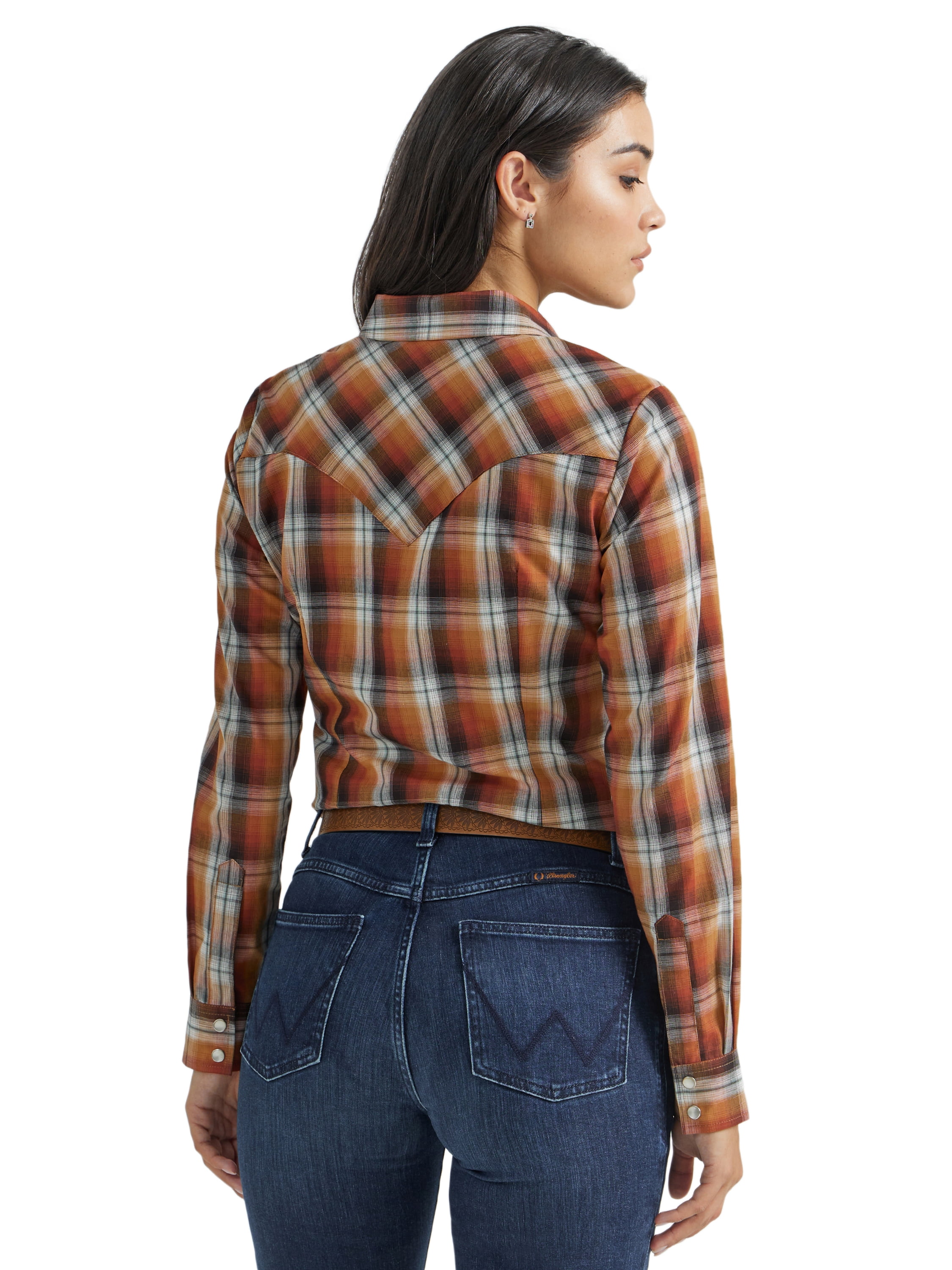 Wrangler® Women's Long Sleeve Western Snap Plaid Shirt