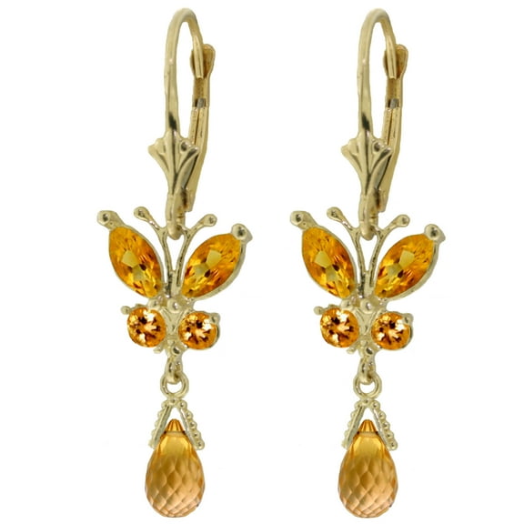 Galaxy Gold 14K Yellow Gold Natural Citrine Dangle Earrings - November Birthstone - Joy - Fine Jewelry for Women