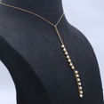 thumbnail image 4 of Auory Elegant Y-Shaped Pearl Drop Necklace in Yellow Gold Plated for Women, 4 of 8