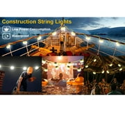 50FT 5 LED Construction String Lights, 50W LED Temporary Lighting,IP65 Weatherproof Super Bright Industrial Grade Work Lights