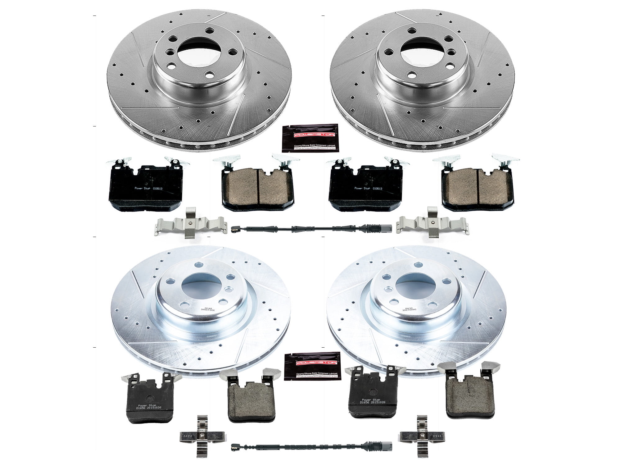 Power Stop Front and Rear Ceramic Brake Pad and Drilled and Slotted Rotor Kit K6655