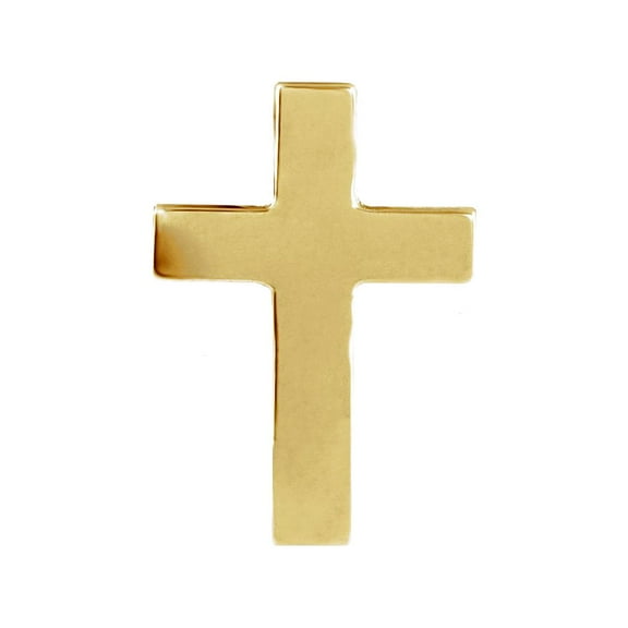 14k Yellow Gold 9x7mm Polished Religious Faith Cross Lapel Pin Brooches and Pin for Men - .3 Grams