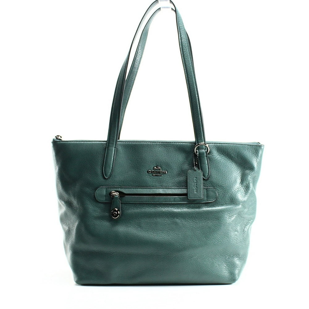 Coach Coach NEW Green Dark Turquoise Pebble Leather Taylor Tote Bag