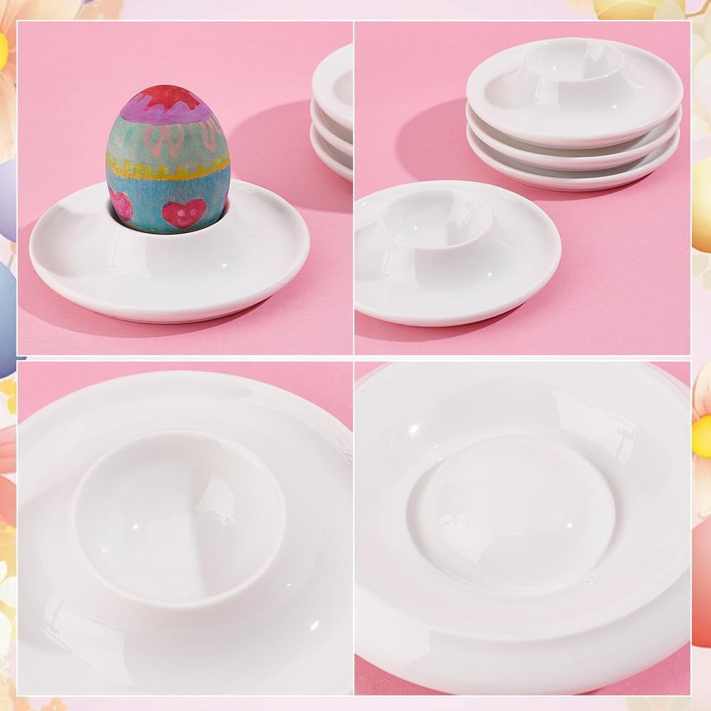4 pc 4Pcs Boiled Egg Holder Ceramics Egg Tray Stackable Egg Coddler Cups for Serving Breakfast Brunch Table Decor 3.9inch in diameter