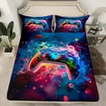 thumbnail image 2 of Homewish 3D Neon Gamepad Bed Sheets for Boys, Game Console Lover King Sheets, Splash Watercolor Art Sheet Set, Ultra Soft Bedroom Decor, 4-Piece, 2 of 7