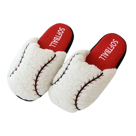 Mepaouo Fuzzy House Slippers for Men Balls Sports Winter Slippers Fleece Lined Bedroom Slip on Slippers