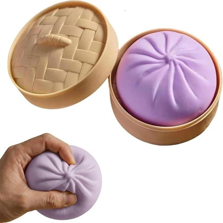 Diceymbol Realistic Steamed Bun Slow Rebound Stress Relief Squeeze (Multi-Color) Fluffy Soft Calming Comfort Food Design for Office & Home Daily Relaxation and Desk Decor 1.77IN
