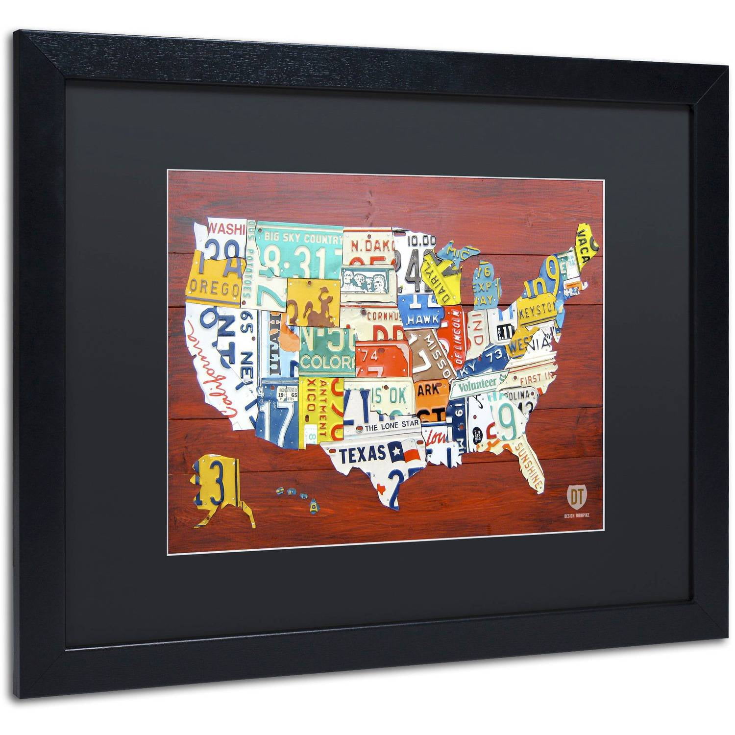 Trademark Fine Art 'License Plate Map USA' Canvas Art by Design Turnpike, Black Matte, Black Frame