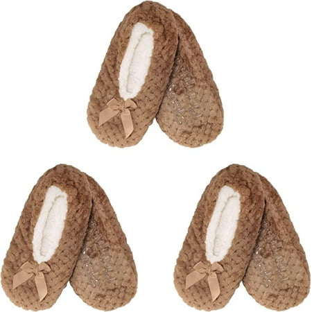 

BambooMN - Adult Super Soft Warm Microfiber Cozy Fuzzy Slippers Non-Slip Lined Socks