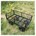 thumbnail image 6 of Garden Cart with Solid Wheels - Heavy Duty Utility Wagon for Yard, Farm & Home - Black & Yellow Tool Cart - Firewood, Debris & Fertilizer Transport, 6 of 9