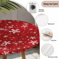 thumbnail image 3 of Red Snowflake Christmas Round Tablecloth for 55-60 Inch Tables,Fitted Table Cover with Elastic Edge,Xmas Snowflake Modern Art Winter Waterproof Outdoor Table Cloth Protector for Patio Garden Dinner, 3 of 9