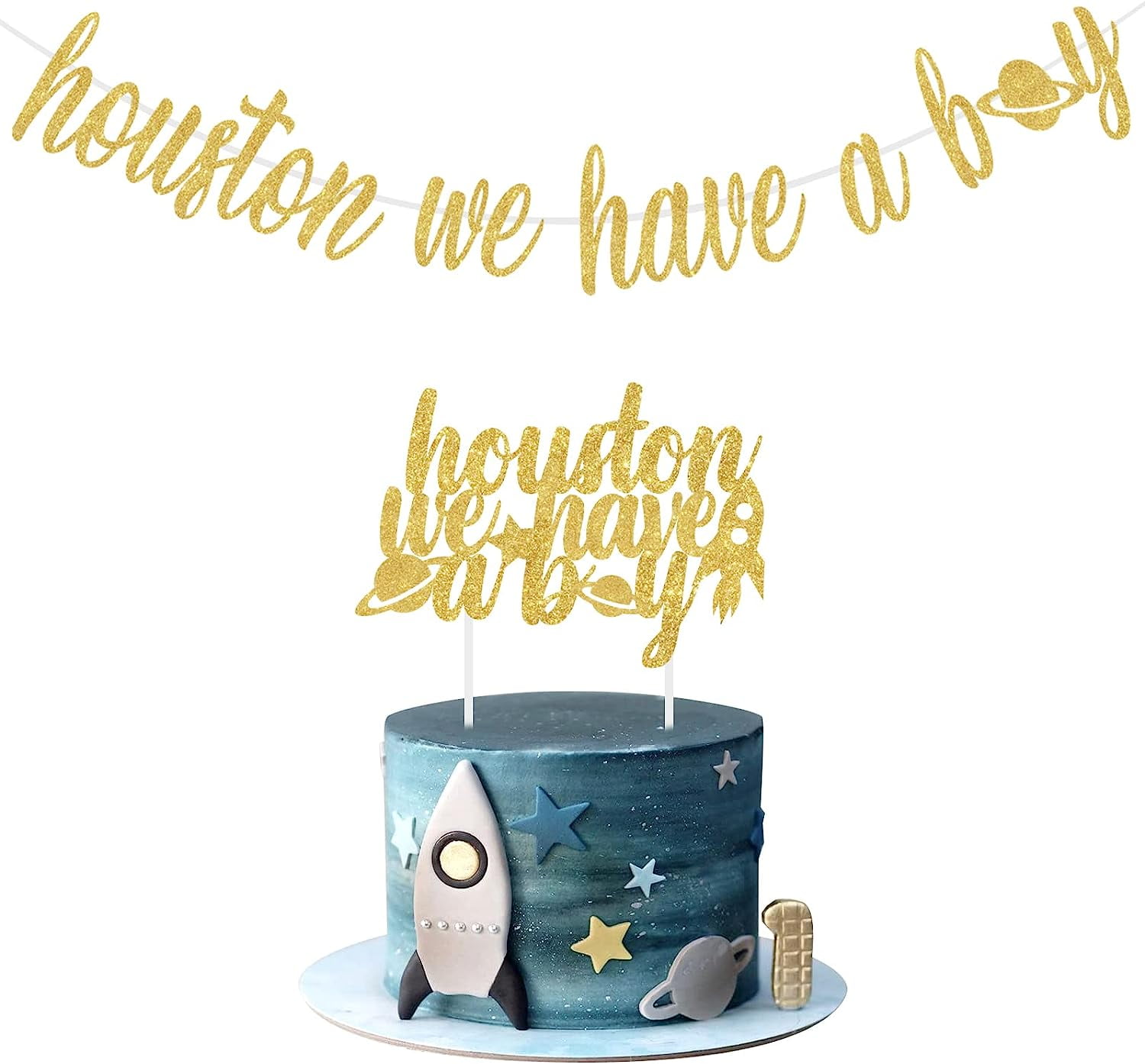 Outer Space Baby Shower Decorations, Houston We Have A Boy Banner Cake