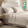 thumbnail image 3 of Bare Home Organic Sateen Sheet Set - 400 Thread Count - 100% Organic Cotton - 4 Piece - California King, French Beige, 3 of 10