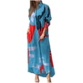 thumbnail image 2 of EGNMCR Robes de Vacances pour Femmes Robe Décontractée à Manches Longues avec Boutons et Imprimé Contrasté, 2 of 6