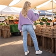 thumbnail image 7 of Women's Striped Sweatshirt Long Sleeve Crewneck Casual Oversized Pullover Relaxed Fit Fall Top, 7 of 7