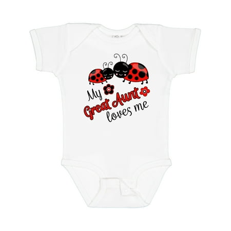 

Inktastic My Great Aunt Loves Me with Cute Ladybugs Gift Baby Boy or Baby Girl Bodysuit