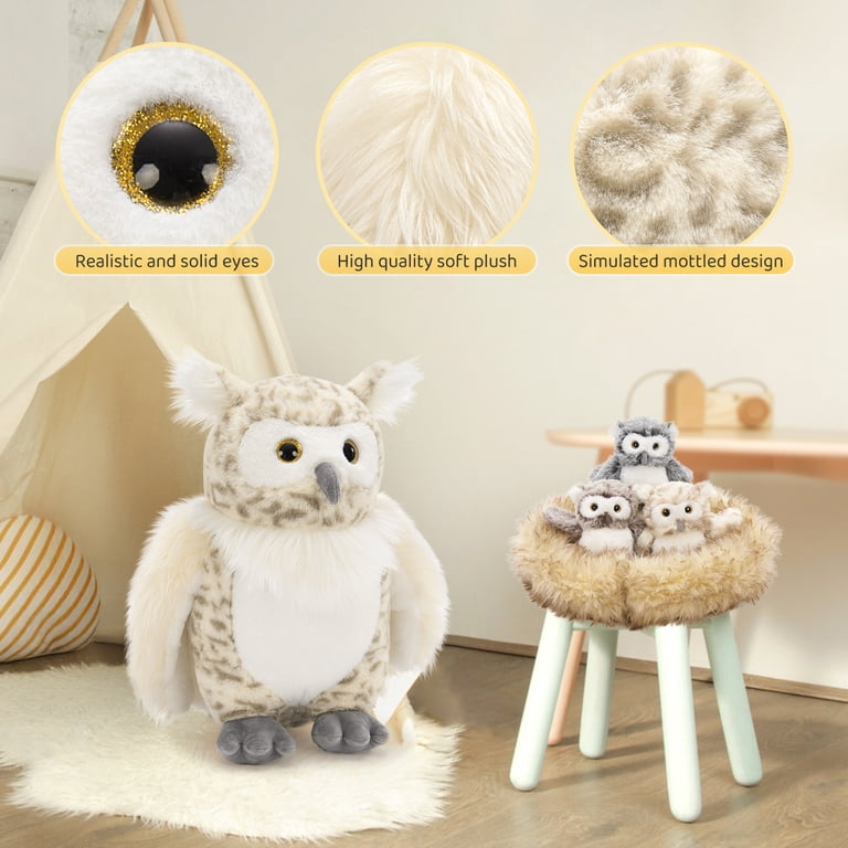 Owl Plush Family Set with Babies, Eggs and Nest photo 5