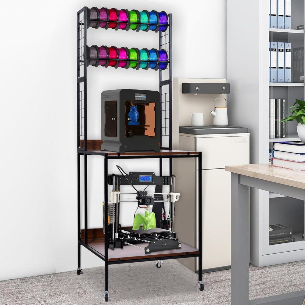 3D Printer Stand, Mobile Printer Stand with Wheels, Heavy Duty 3D Printer Table Stand with Filament Storage Rac for Garage Office Workshop, Printing Station