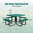 thumbnail image 2 of AwayHome 46" Outdoor Expanded Metal Square Picnic Table with 4 Benches & Umbrella Hole,Patio Table Set in All-Weather,Durable and dirt resistant,Green, 2 of 7