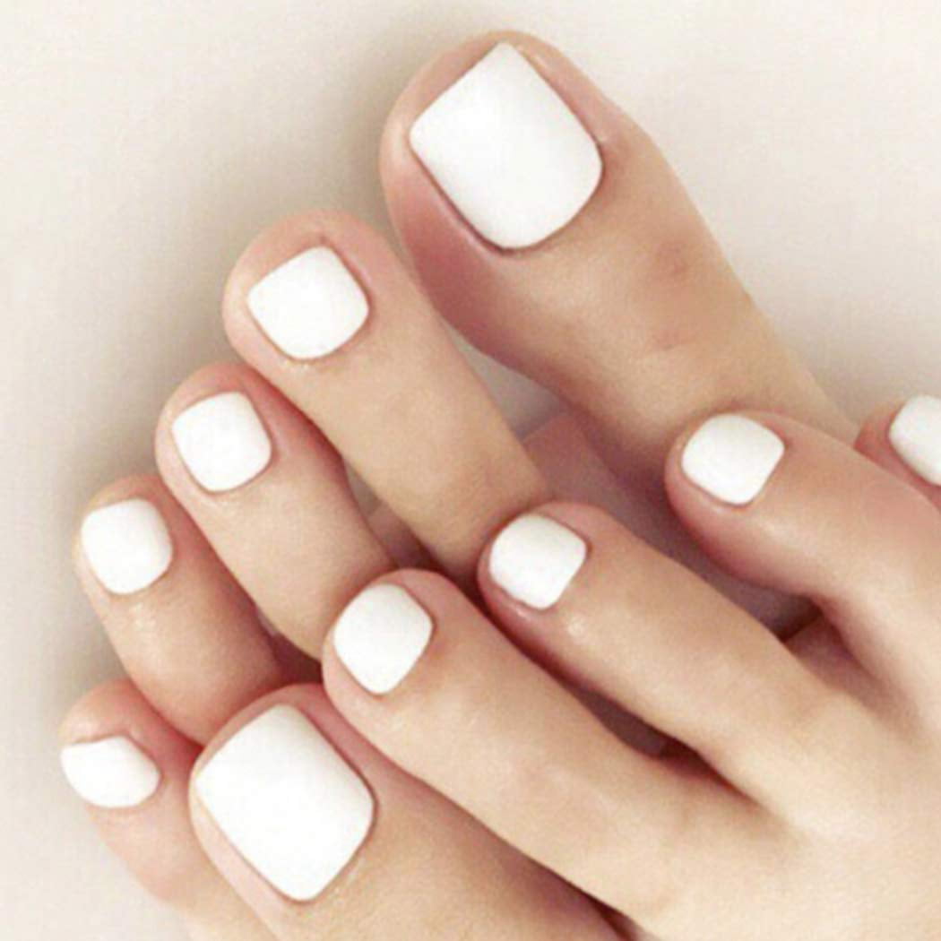 White Fake Toenails Full Cover Glossy Acrylic Nails Solid Square Toenails Nails  Short False Toe Nail Art Tips Press on Toe Foot Nails for Women and  Girls(24PCS) | Walmart Canada
