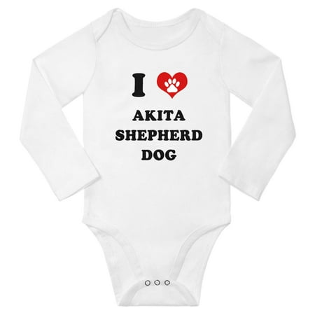 

I Heart Akita Shepherd Dog Cute Baby Long Clothes Unisex (White 12-18 Months)