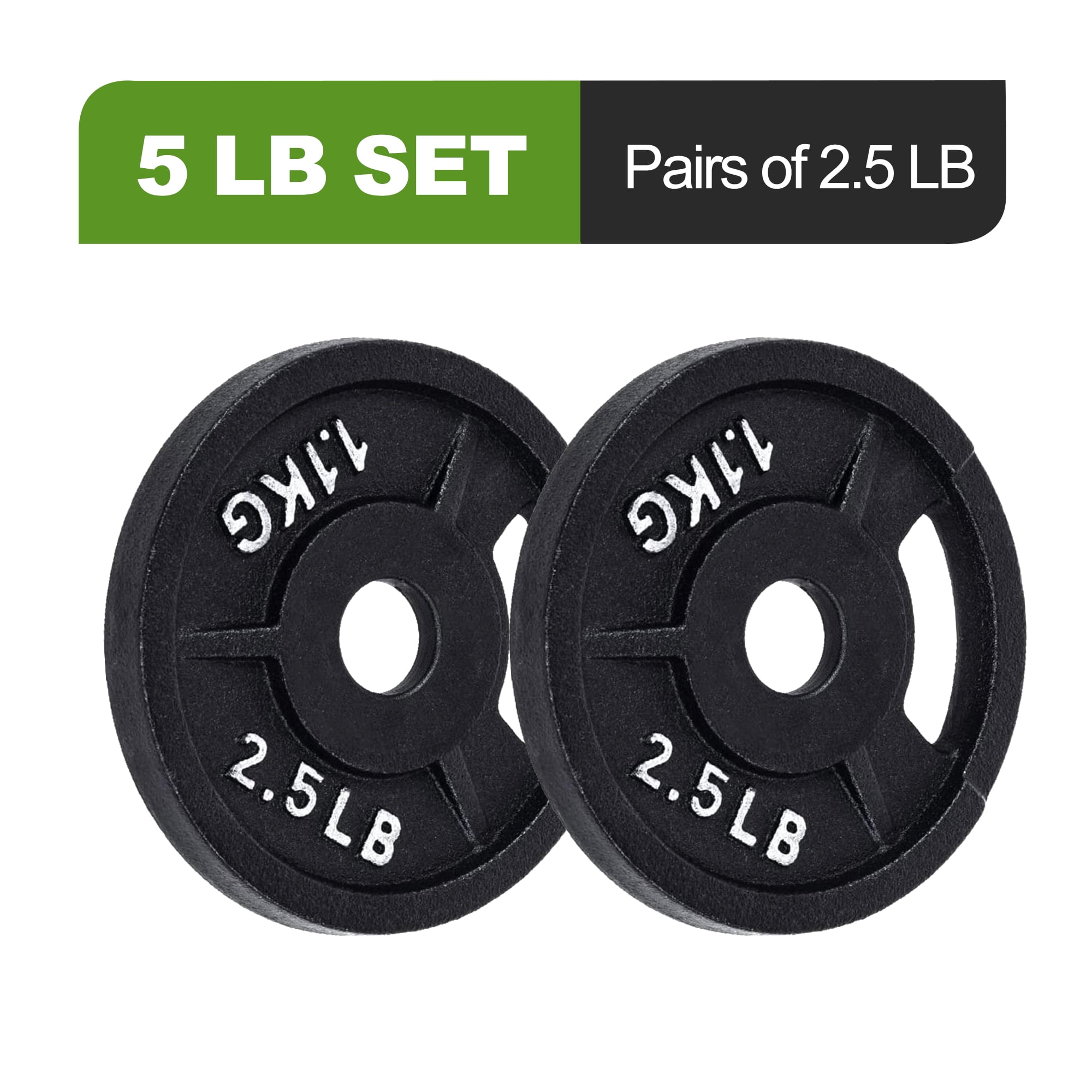 FlexWave 2-Inch Olympic Cast Iron Weight Plates Set, 5LB, 10LB, 50LB, 70LB & 120LB Options, for Strength Training & Home Gym