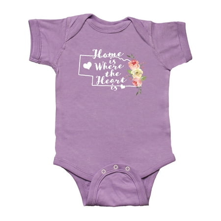 

Inktastic Nebraska Home is Where the Heart is with Watercolor Floral Gift Baby Boy or Baby Girl Bodysuit