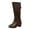 Brown, variant on Rokment Wide Calf Knee High Riding Boots for Women 2025 Fall Winter Roman Vintage Casual Leather Buckles Strappy Pointed Toe Chunky Heeled Motorcycle Cowboy Tall Boots Black Size 6