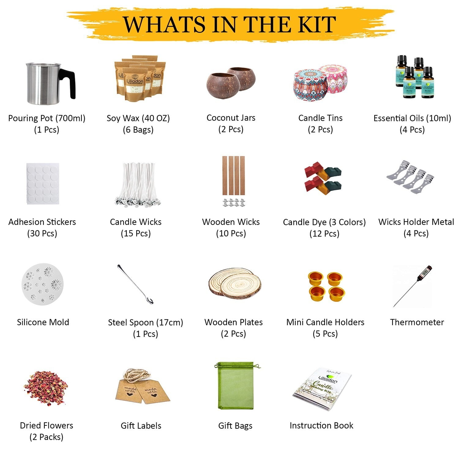 Liliadon Soy Candle Making Craft Kit 17 Piece