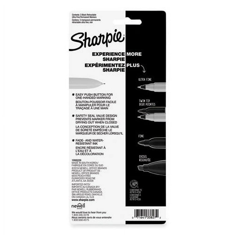 Retractable Permanent Marker, Extra-Fine Needle Tip, Black, 3/pack Retractable Permanent Marker, Extra-Fine Needle Tip, Black, 3/pack