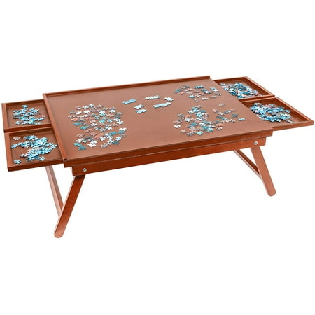Jumbl 1000 Piece Puzzle Board, 23” x 31” Wooden Jigsaw Puzzle Table W/Legs