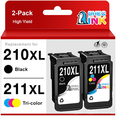 210XL Ink Cartridges for Canon 210XL 211XL Combo Pack for Canon Ink 210XL and 211XL ( Black, Tri-Color)