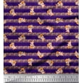 thumbnail image 1 of Soimoi Purple polyester Crepe Fabric Fox & Stripes Kids Print Fabric by the Yard 52 Inch Wide, 1 of 3