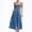 Dark blue dress, variant on Women Solid Color Sleeveless Denim Cami Midi Dress, Multi Buttons Pockets Flared Swing Casual Dress