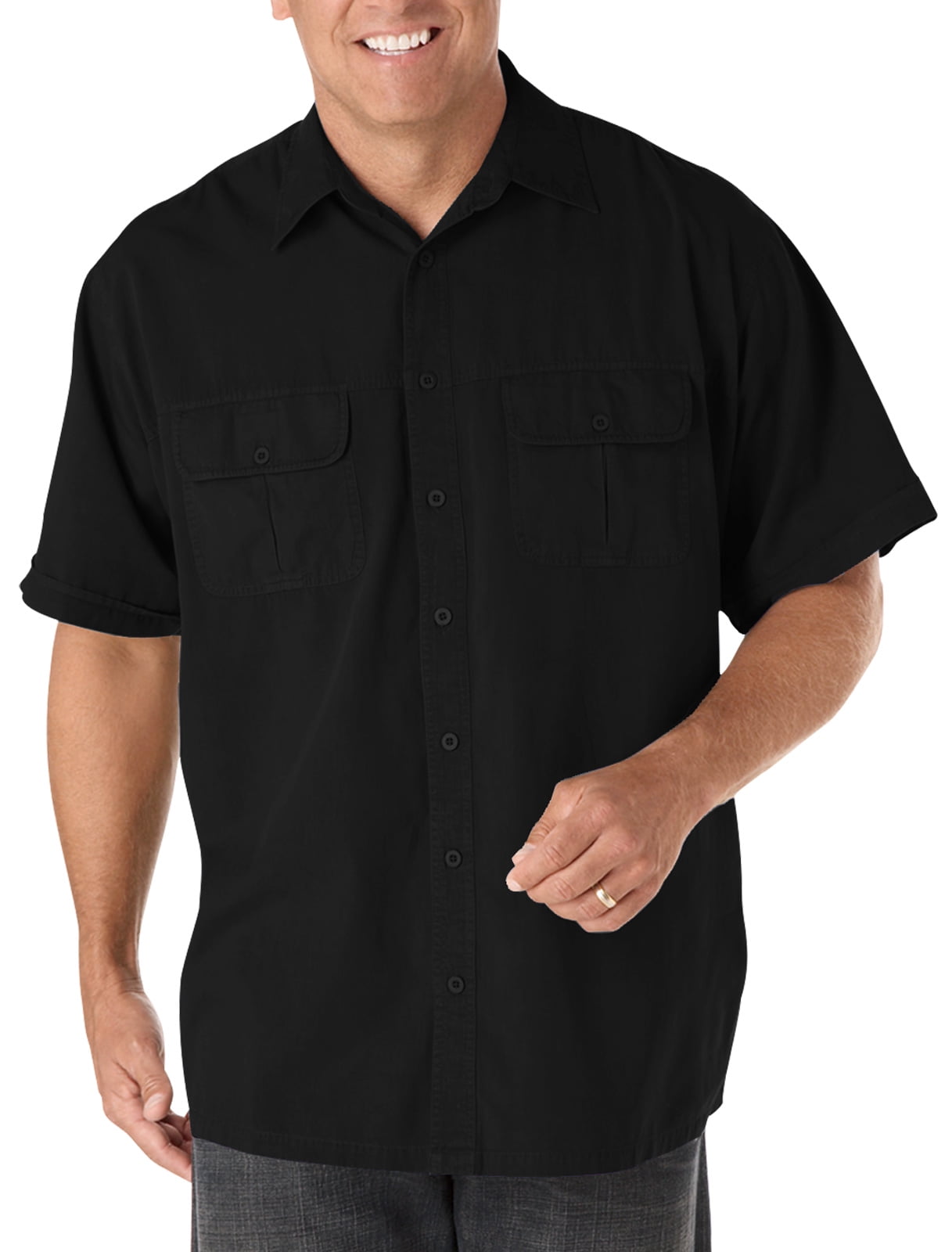 Essentials Mens Short-Sleeve Pocket Oxford Shirt fit by DXL 