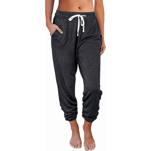 NICELF Sweatpants Women Joggers with Pockets High Waisted Elastic Lightweight Casual Athletic Workout Trousers, Blackgrey