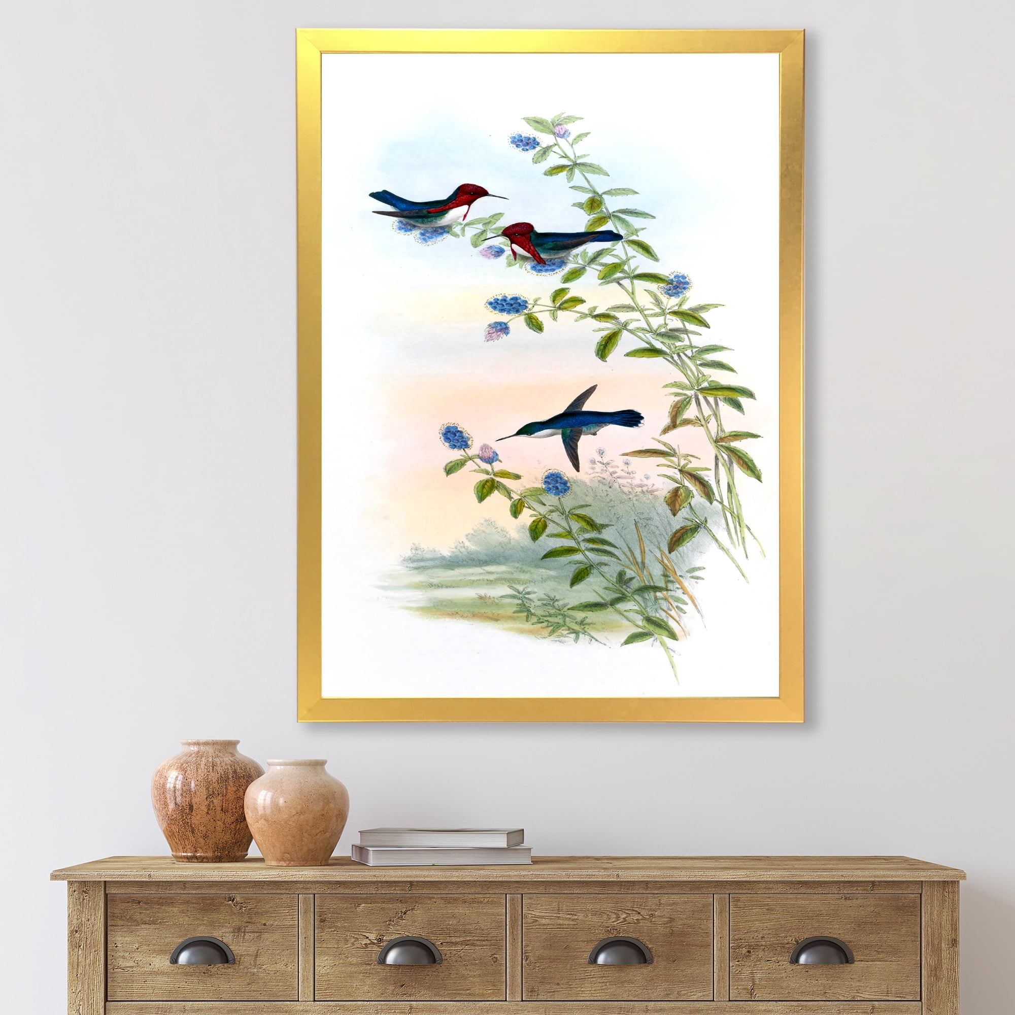 Designart 'Ancient Hummingbird II' Traditional Framed Art Print