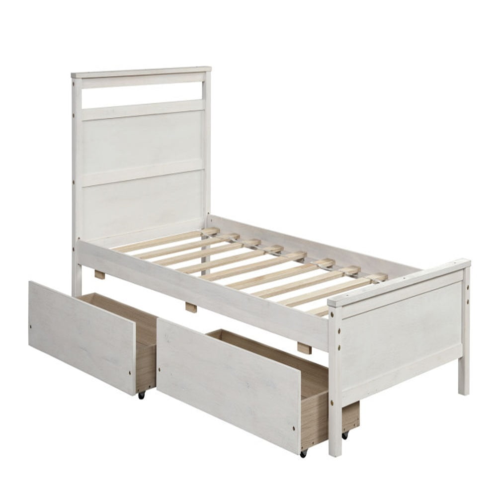 Kepooman Home Wood Full Daybed Sofa Bed with Headboard and 2 Drawers Storage for Bedroom Study Room, White Kepooman Home Wood Full Daybed Sofa Bed with Headboard and 2 Drawers Storage for Bedroom Study Room, White