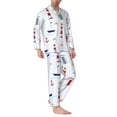 thumbnail image 3 of Kll Nautical Lighthouse Sailboat Sleepwear Mens Flannel Pajamas,Long Cotton Pj Set, 3 of 9