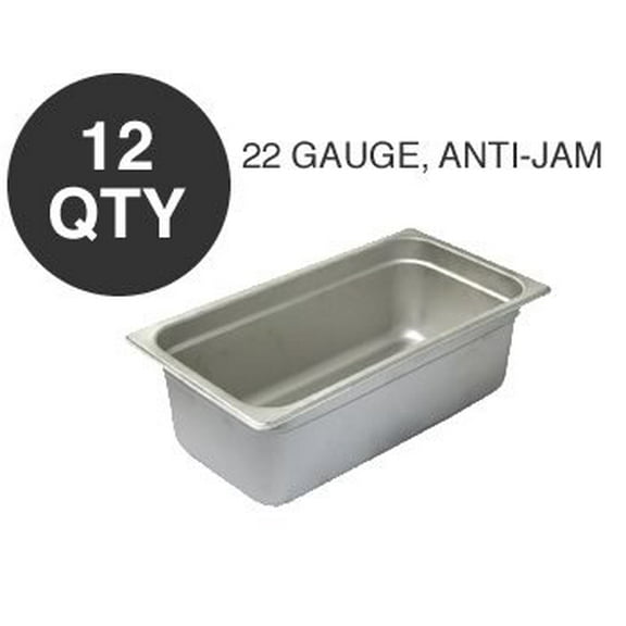 12 THIRD SIZE 4"D ANTI-JAM STEAM TABLE PAN - NSF