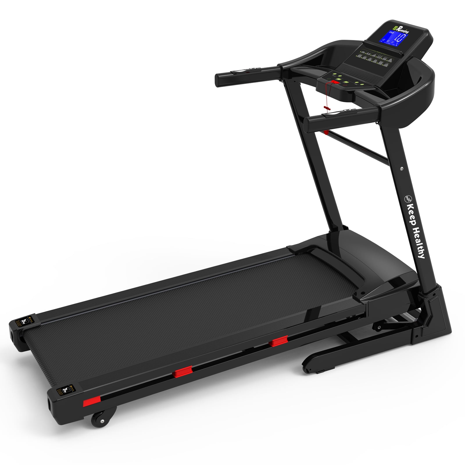 Ambifirner 3.5HP Electric Foldable Treadmill - 330LBS Capacity, Automatic Incline & Shock Absorption, Bluetooth Speaker & APP Control for Home Gym