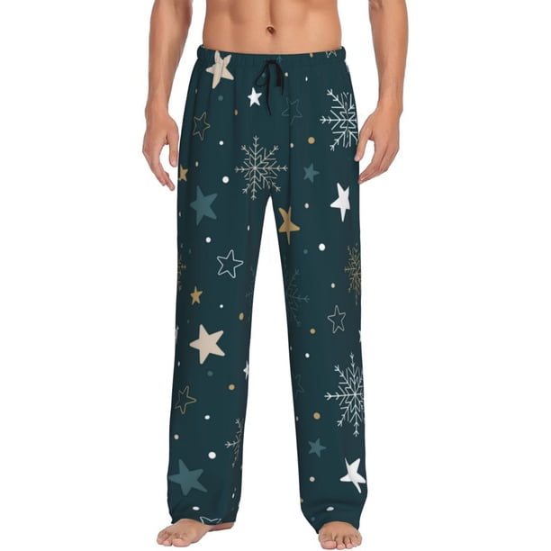 Balery Christmas Snowflake Pantalones de pijama para hombre, pijama ultraligero, pantalón de descanso-Large