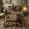 thumbnail image 2 of Meiyoeat Rustic Wildlife Mallard Duck Deer Fish Duvet Cover Queen, Vintage Cabin Pattern Queen Bedding, Brown Black,3-Piece,No Comforter,Black Reversible, 2 of 6