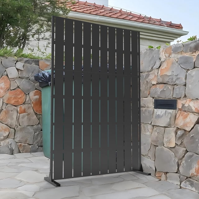 YUSAZENS Galvanized Steel Outdoor Privacy Screen, Weather Resistant for Patio Backyard Privacy Protection Black