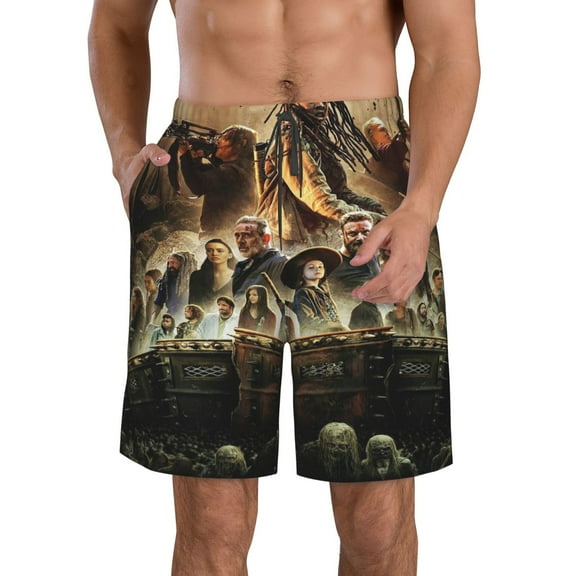 Men's Walking Dead Beach Shorts Hot Summer Swim Trunks Sports Running Bathing Suits with Mesh Lining
